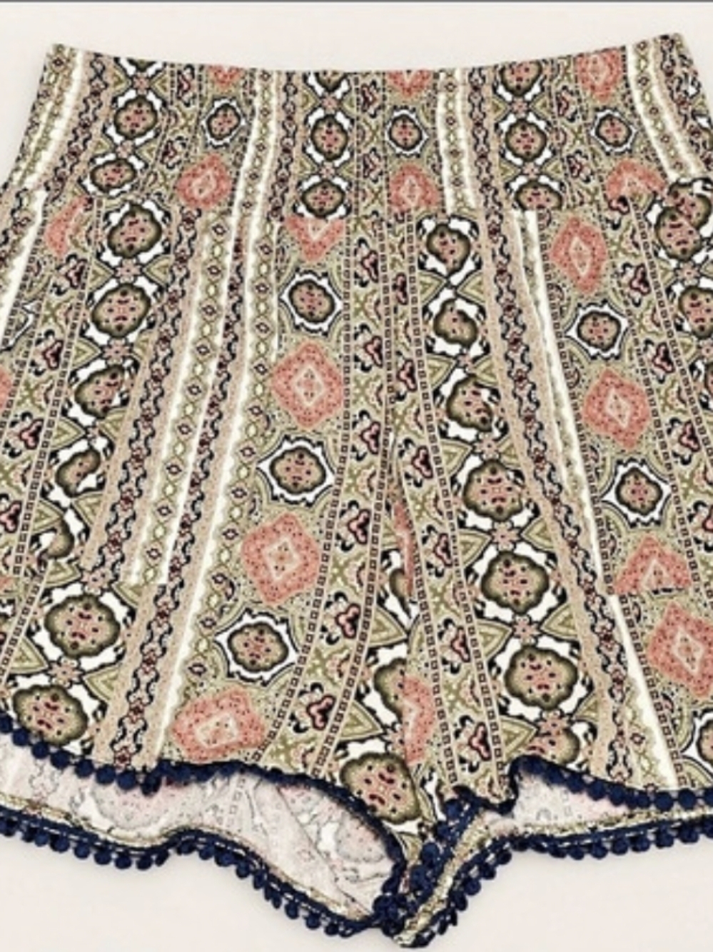 Three Dots Paisley High Waist Shorts in Pink & Green Size Large